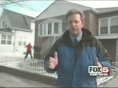 Jon's favorite news clip ever. News man gets something thrown at him,.